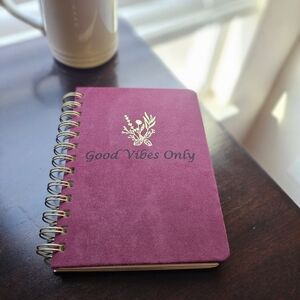 Custom "Good Vibes Only" Engraved Velvet Journal - 5 x 7 Spiral-Bound Notebook